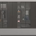 Modern Wardrobe Design With Glass Doors LED Lighting Hanging Rods And Storage Shelves