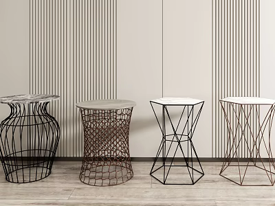 Modern Side Tables With Geometric Metal Frames And Marble Tops In Various Designs 3d model