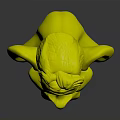 Stylized 3D Mythical Creature Character Head With Red Skin Large Ears And Fangs