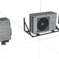 Three Air Conditioning Fans Outdoor Unit Designs With Metal Frames And Structures 3d model