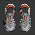 Modern Sports Sneakers With White Light Blue Orange Shoelaces Thick Sole Design