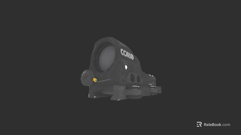Black Tactical Weapon Scope Featuring CQB Marking For Military Equipment Use 3d model 