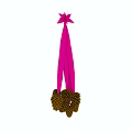 Pink Hanging Plant With Star Shaped Top Pink Long Strips And Brown Pinecone Like Objects