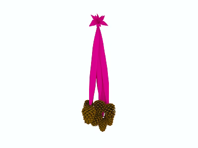 Pink Hanging Plant With Star Shaped Top Pink Long Strips And Brown Pinecone Like Objects 3d model