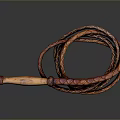 Handcrafted Leather Whip with Braided Design and Wooden Handle for Daily Use