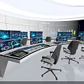 Modern High Tech Monitoring Room Interior With Multiple Digital Monitors Control Consoles And Ergonomic Chairs