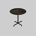 Round Coffee Table with Slim Column Stand and Cross Base in Dark Finish