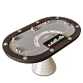 Premium Entertainment Table With Poker Tabletop Design Playing Cards And Colorful Chips