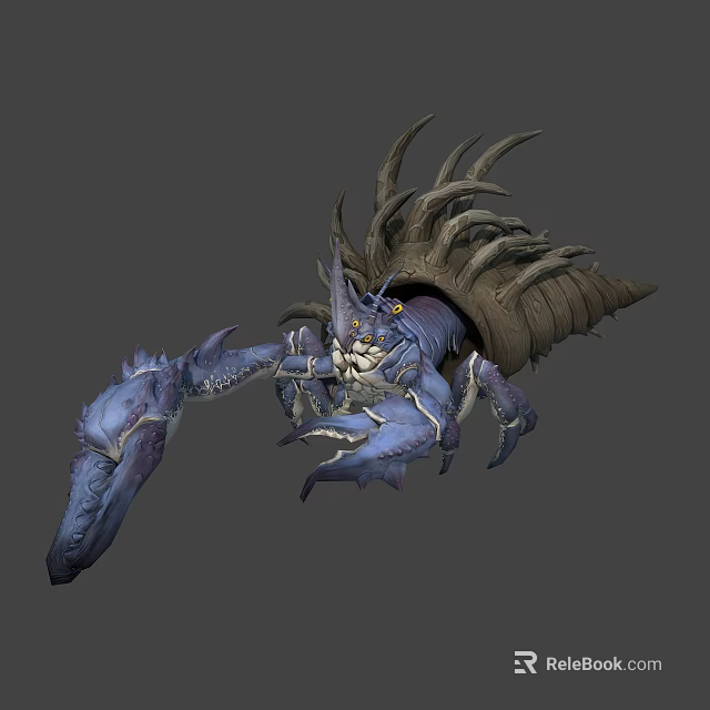 Fantasy Role Creature 3D Model With Mythical Spiked Shell And Giant Claws 3d model 