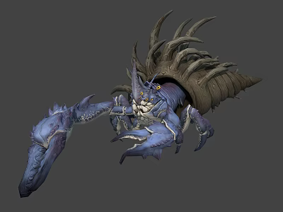 Fantasy Role Creature 3D Model With Mythical Spiked Shell And Giant Claws 3d model