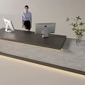 Modern Company Reception Area Bar Reception Desk 3d model