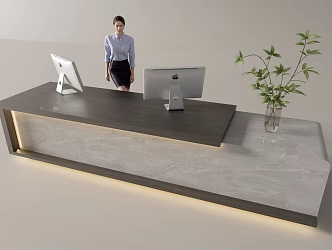 Modern Company Reception Area Bar Reception Desk 3d model