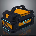 Futuristic Storage Case With Black Orange Design Blue Glowing Lines Sturdy Handle 3d model