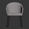 Modern Light Gray Upholstered Accent Chair with Curved Backrest and Black Metal Legs