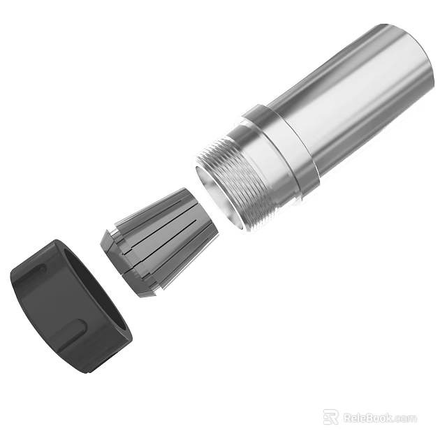 Metal Tubular Equipment Featuring Threaded Design And Detachable Black Cap Gray Conical Part 3d model 
