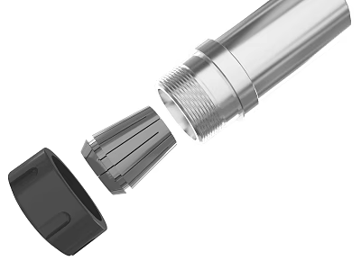 Metal Tubular Equipment Featuring Threaded Design And Detachable Black Cap Gray Conical Part 3d model