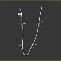 Barbed Wire Fence With Sharp Rustic Barbs For Security And Boundary Marking 3d model