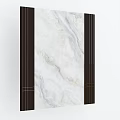 Elegant TV Background Wall Design With White Marble Surface And Black Vertical Strips 3d model