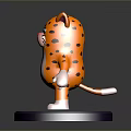 Cute Orange Cartoon Cat With Black Spots Standing On Purple Base White Belly Paws Pink Nose