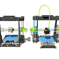 Two Desktop Industrial 3D Printers With Metal Frames And Print Beds 3d model