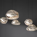 Modern Artistic Glass Chandeliers With Irregular Shapes And Glossy Finish Hanging