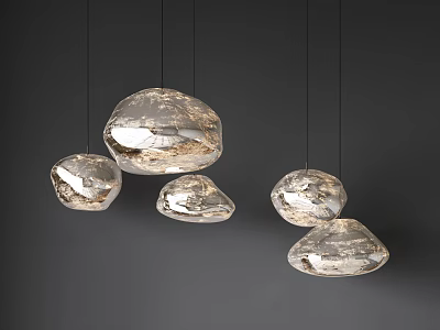Modern Artistic Glass Chandeliers With Irregular Shapes And Glossy Finish Hanging 3d model