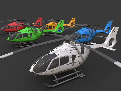 Colorful Commercial Airliners Displayed In 3D Render On Dark Background 3d model
