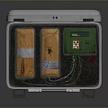 Open Security Suitcase Interior With Orange Boxes Green Square And Top Secret Label