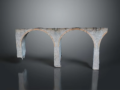Gray Stone Arch Structure With Three Arches And Textured Design Details 3d model