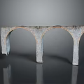 Gray Stone Arch Structure With Three Arches And Textured Design Details 3d model