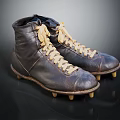 Vintage Leather Football Boots with Classic Design Yellow Laces and Studded Soles