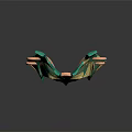 Traditional Ornate Green And Gold Decorative Mask With Intricate Carvings And Tassels