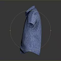 Blue Plaid Short Sleeve Shirt With Classic Collar And Button Front Design