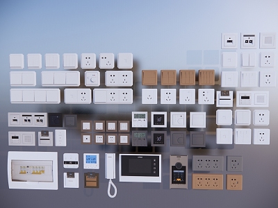 Component hardware switch socket combination 3d model