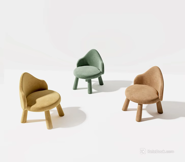 Cute Kids Chair With Soft Upholstery Rounded Back And Multiple Colors 3d model 
