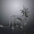 White Unicorn 3D Model With Horn Mane And Tail In Standing Pose 3d model
