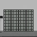 Modern Geometric Pattern Room Divider With Green White Design And Floor Lamp 3d model