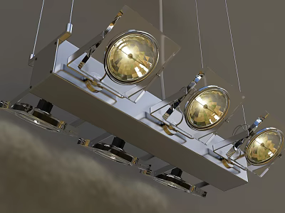 Modern Contemporary Metal Chandelier With Rectangular Frame And Golden Light Bulbs 3d model