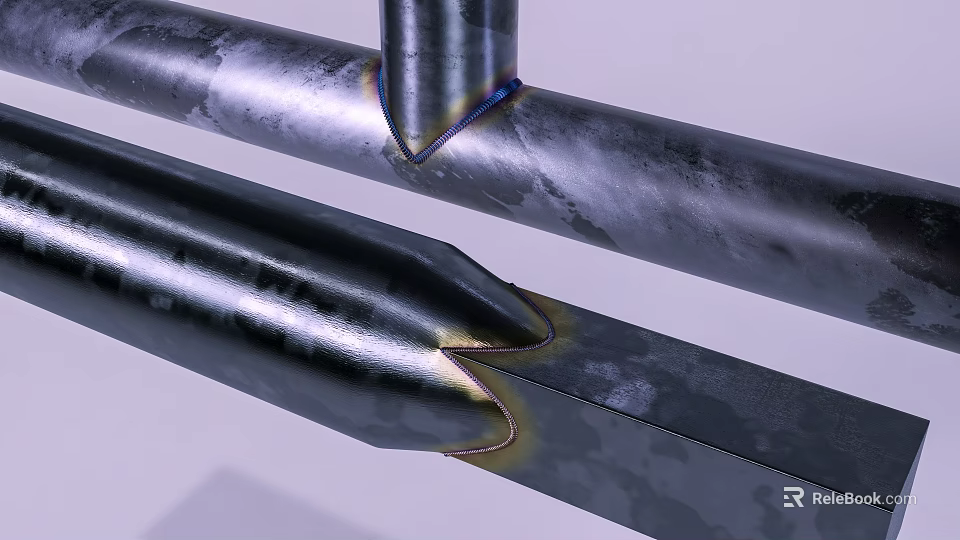 Welded Metal Pipes With Shiny Metallic Surface And Smooth Weld Seams 3d model 