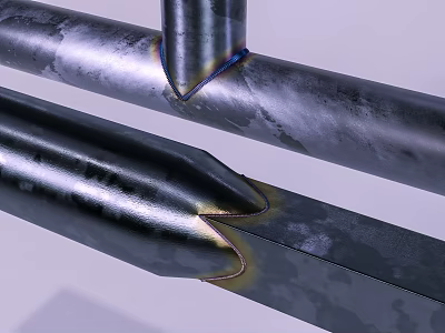 Welded Metal Pipes With Shiny Metallic Surface And Smooth Weld Seams 3d model
