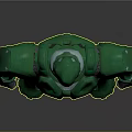 Green Armored Mech Warrior Game Movie Character In Standing Pose With Mechanical Armor Design