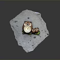 Decorative Electronic Clock With Owl Family Design On Rock Shaped Decor For Home Interior