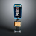 Blue Photo Phone Booth With Digital Screen Control Panel And Base Stand