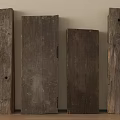 Rustic Wooden Planks with Natural Texture and Holes Leaning Against Wall