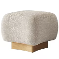 Modern Beige Sofa Stool With Textured Fabric And Wooden Base