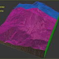 Detailed 3D Terrain Model With Green Vegetation Mountain Peak And Valleys