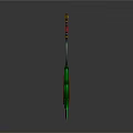 Fantasy 3D Weapon Model With Green Gemstone And Golden Accents