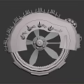 Futuristic Industrial Equipment with Circular Structure Central Sphere Antennas and Turbine Blades