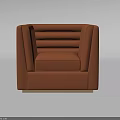 Orange Modern Single Seater Sofa With Channel Tufted Backrest And Square Armrests 3d model