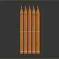 Five Orange Pencils Neatly Arranged With White Bands On Gray Gradient Background With Reflection 3d model